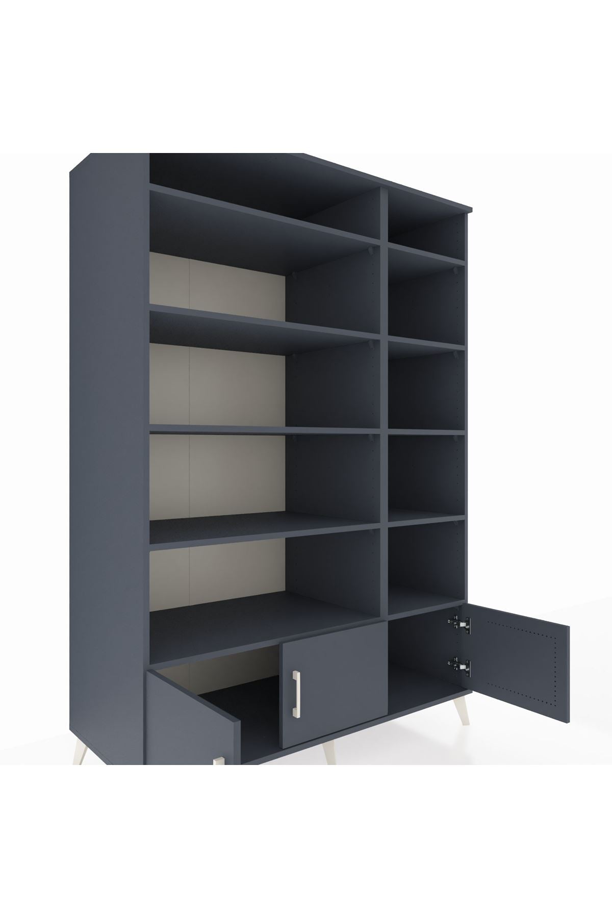 Kronos Dolap 10 Raflı 3 Kapaklı 132x59x195 Antrasit-Antrasit/Antrasit