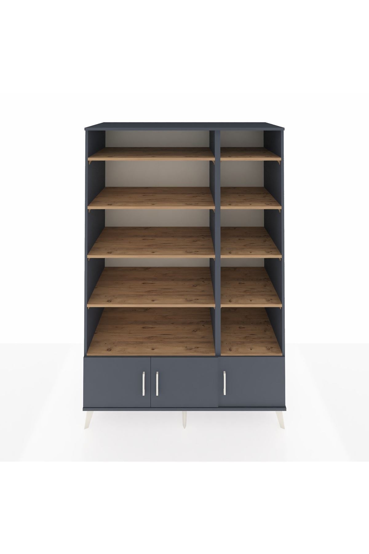 Kronos Dolap 10 Raflı 3 Kapaklı 132x59x195 Antrasit-Antrasit/Çam