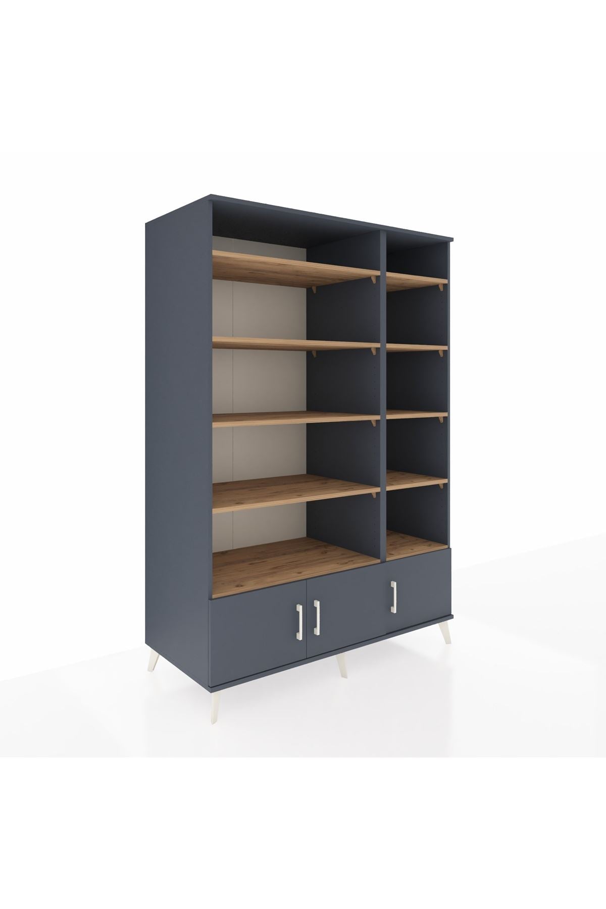 Kronos Dolap 10 Raflı 3 Kapaklı 132x59x195 Antrasit-Antrasit/Çam