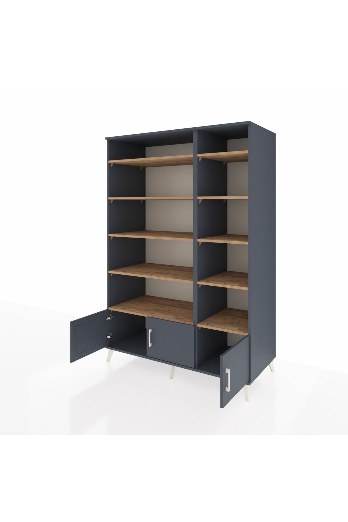 Kronos Dolap 10 Raflı 3 Kapaklı 132x59x195 Antrasit-Antrasit/Çam