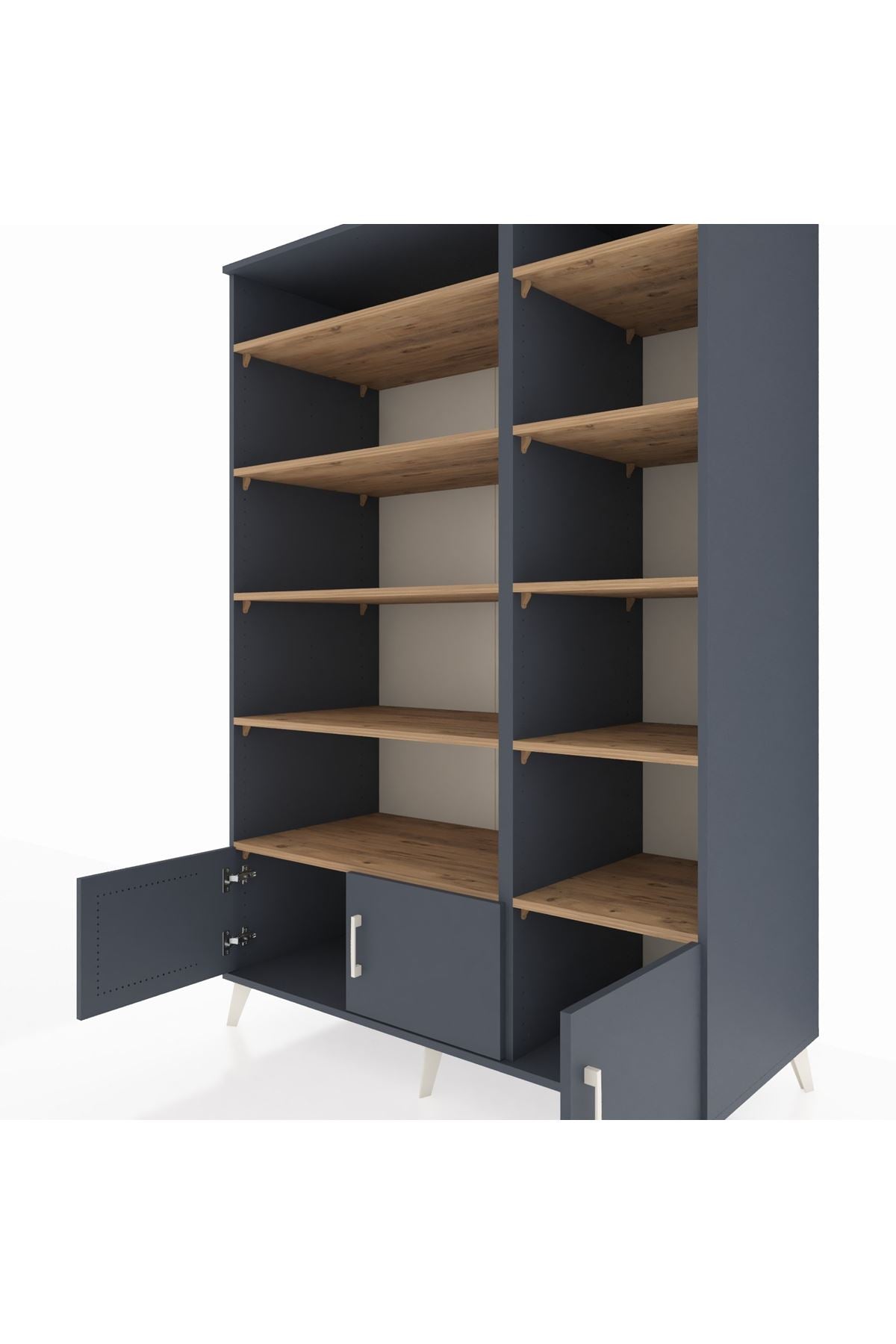 Kronos Dolap 10 Raflı 3 Kapaklı 132x59x195 Antrasit-Antrasit/Çam