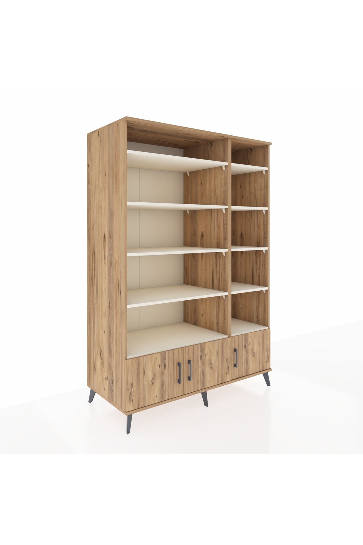 Kronos Dolap 10 Raflı 3 Kapaklı 132x59x195 Çam-Çam/Aytaşı