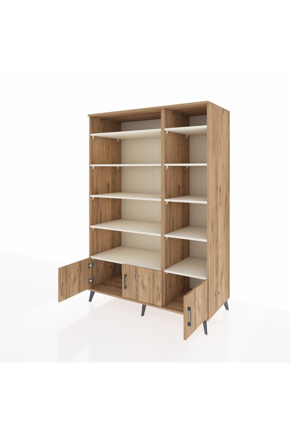 Kronos Dolap 10 Raflı 3 Kapaklı 132x59x195 Çam-Çam/Aytaşı