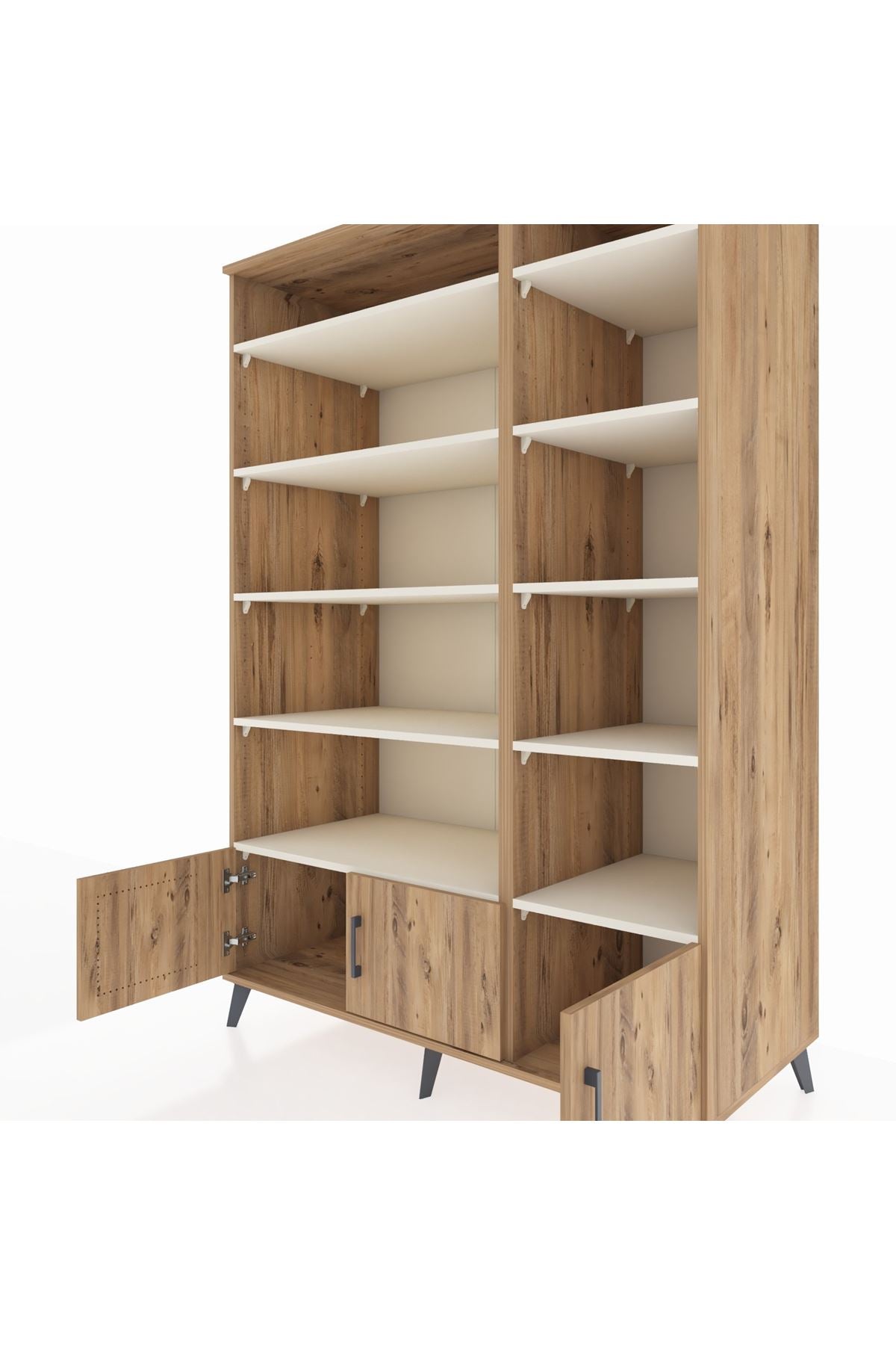 Kronos Dolap 10 Raflı 3 Kapaklı 132x59x195 Çam-Çam/Aytaşı