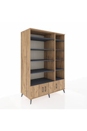 Kronos Dolap 10 Raflı 3 Kapaklı 132x59x195 Çam-Çam/Antrasit