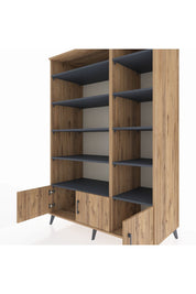 Kronos Dolap 10 Raflı 3 Kapaklı 132x59x195 Çam-Çam/Antrasit