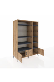 Kronos Dolap 10 Raflı 3 Kapaklı 132x59x195 Çam-Çam/Antrasit