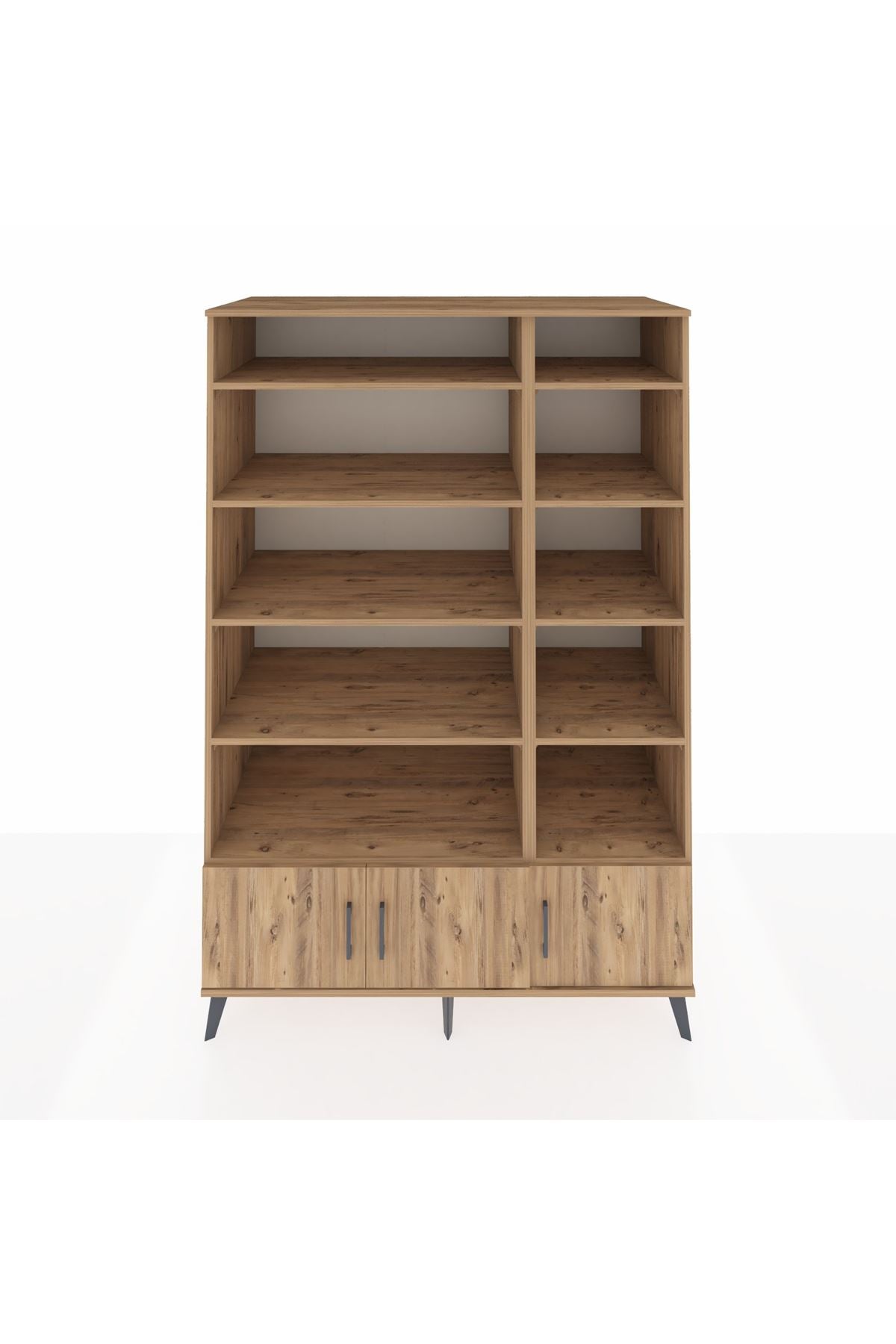 Kronos Dolap 10 Raflı 3 Kapaklı 132x59x195 Çam-Çam/Çam