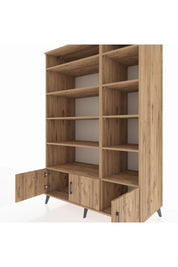 Kronos Dolap 10 Raflı 3 Kapaklı 132x59x195 Çam-Çam/Çam