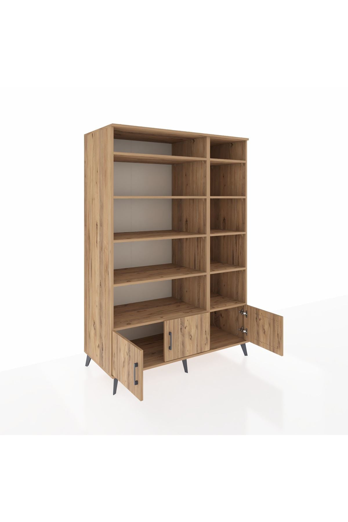 Kronos Dolap 10 Raflı 3 Kapaklı 132x59x195 Çam-Çam/Çam