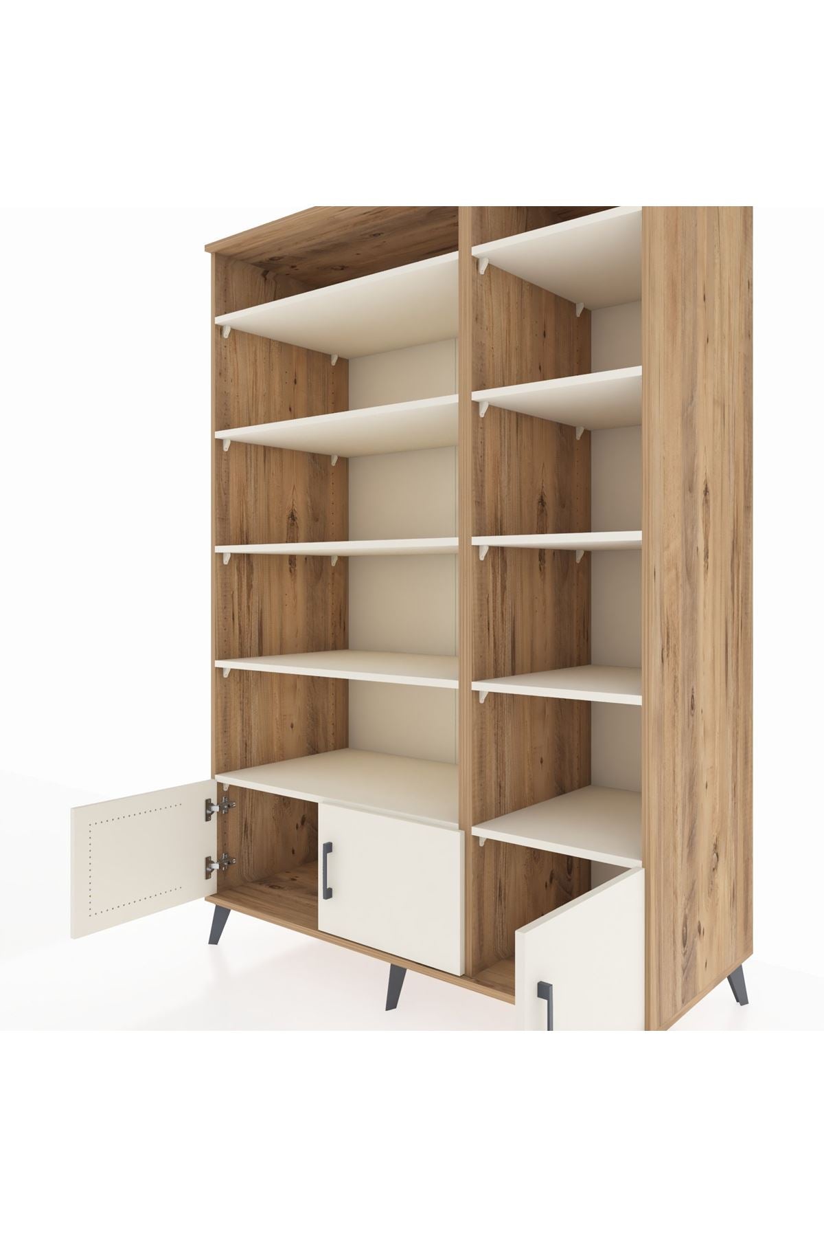 Kronos Dolap 10 Raflı 3 Kapaklı 132x59x195 Çam-Aytaşı/Aytaşı