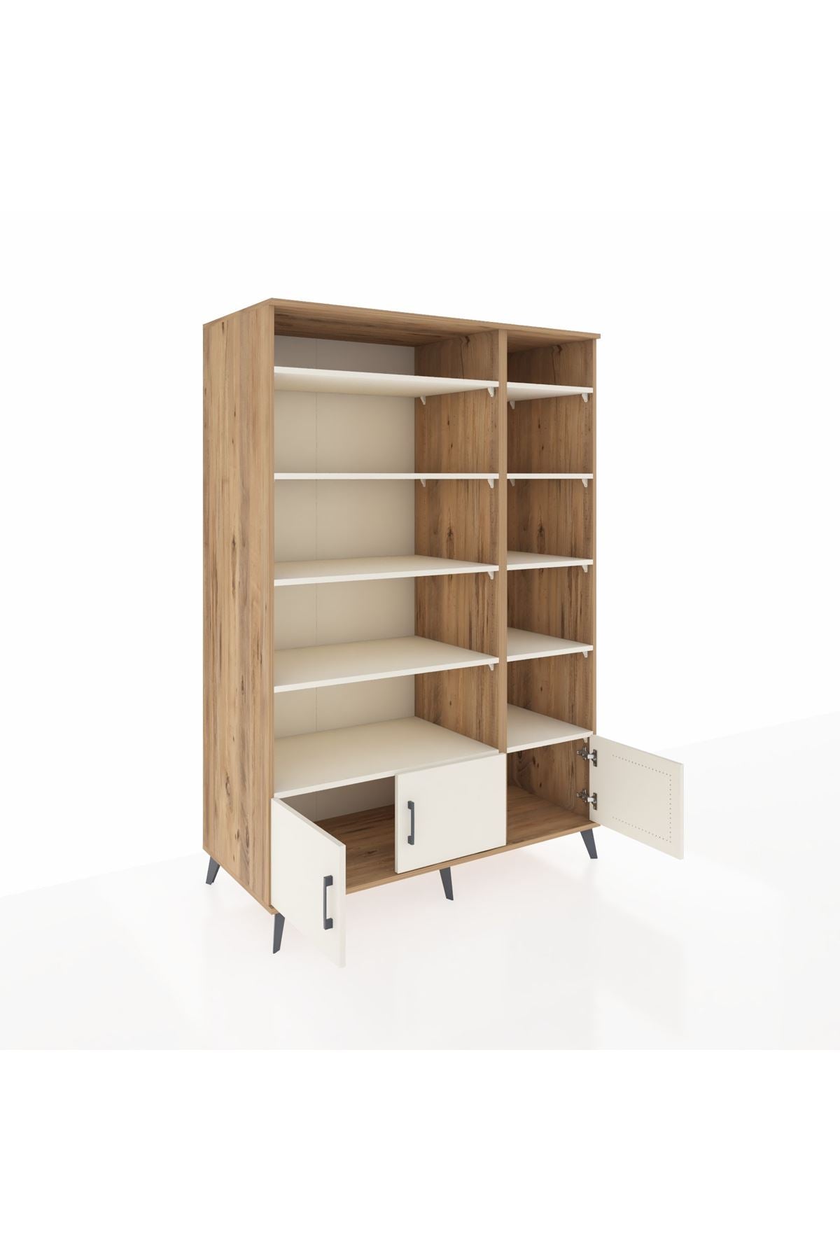 Kronos Dolap 10 Raflı 3 Kapaklı 132x59x195 Çam-Aytaşı/Aytaşı