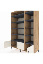 Kronos Dolap 10 Raflı 3 Kapaklı 132x59x195 Çam-Aytaşı/Antrasit