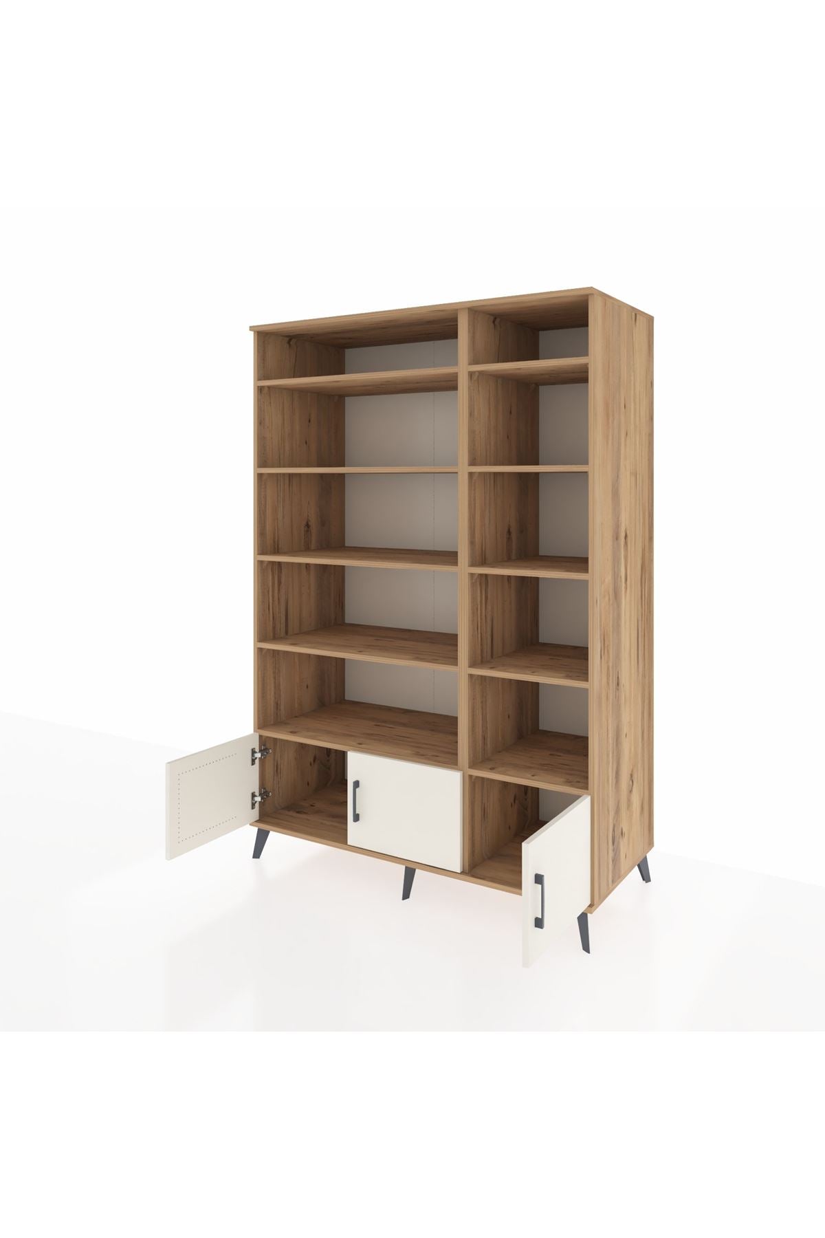 Kronos Dolap 10 Raflı 3 Kapaklı 132x59x195 Çam-Aytaşı/Çam