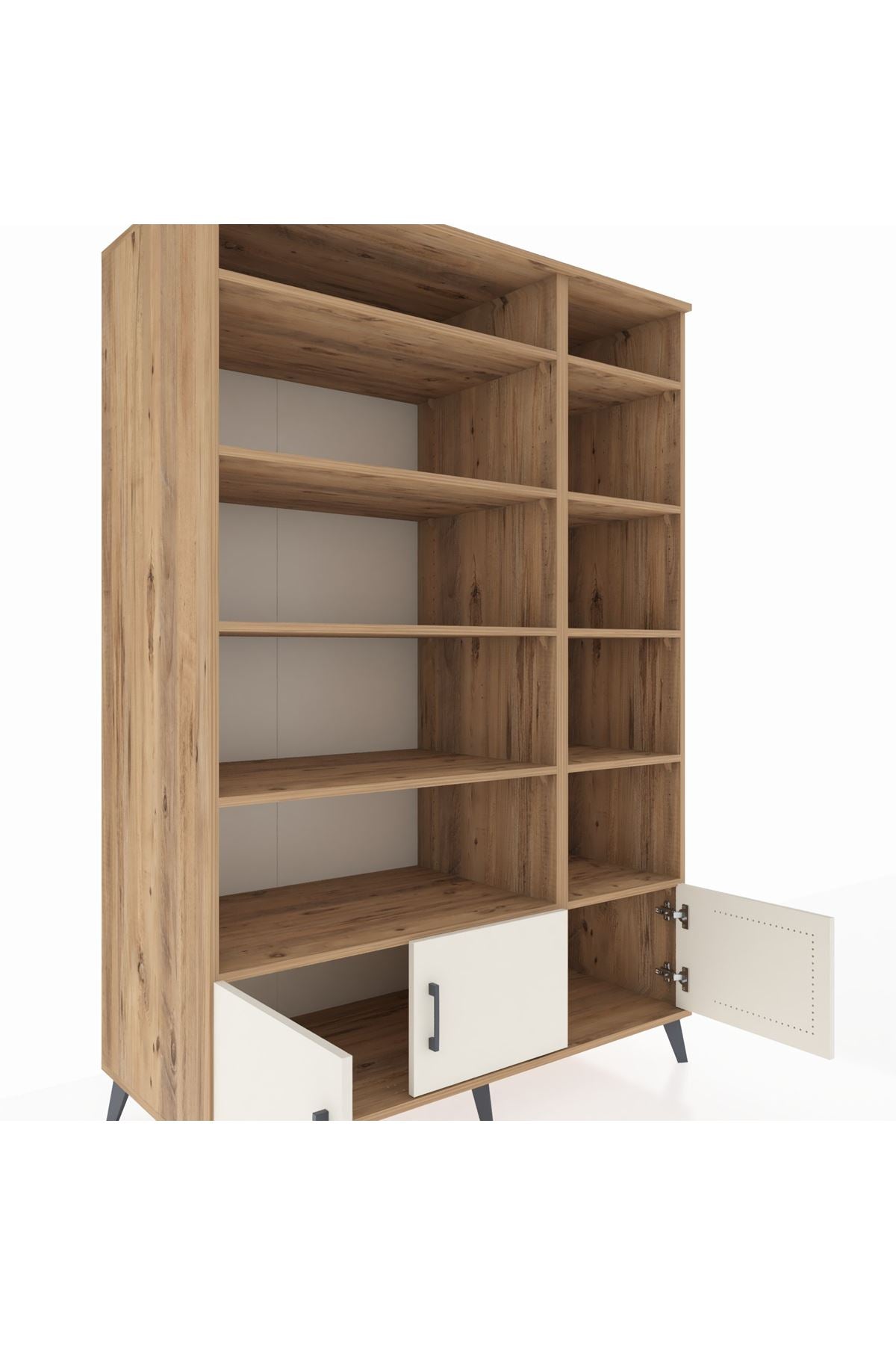 Kronos Dolap 10 Raflı 3 Kapaklı 132x59x195 Çam-Aytaşı/Çam