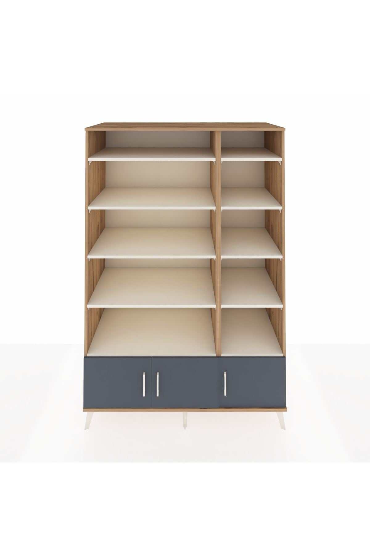 Kronos Dolap 10 Raflı 3 Kapaklı 132x59x195 Çam-Antrasit/Aytaşı