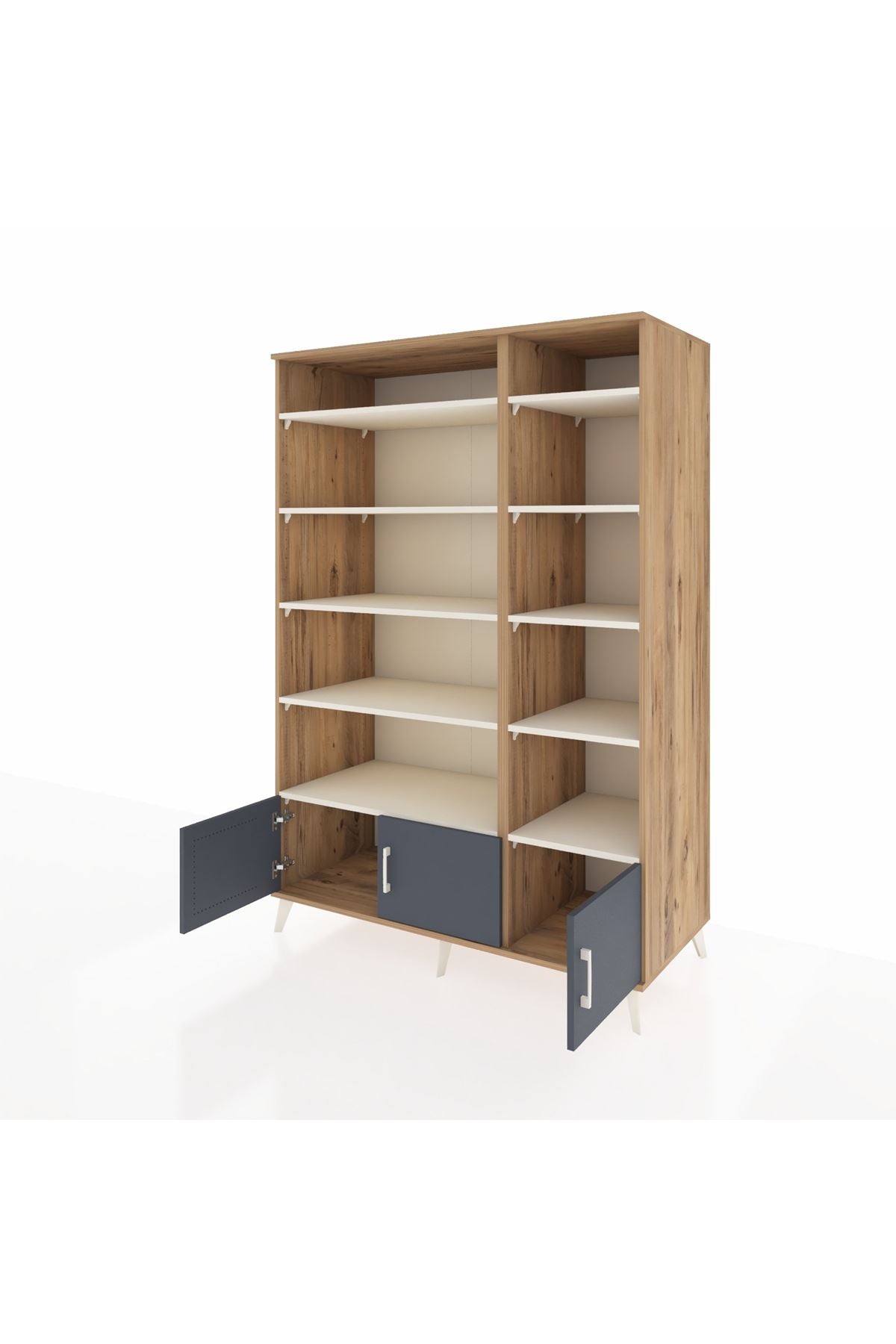 Kronos Dolap 10 Raflı 3 Kapaklı 132x59x195 Çam-Antrasit/Aytaşı