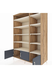 Kronos Dolap 10 Raflı 3 Kapaklı 132x59x195 Çam-Antrasit/Aytaşı