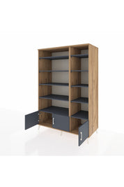 Kronos Dolap 10 Raflı 3 Kapaklı 132x59x195 Çam-Antrasit/Antrasit