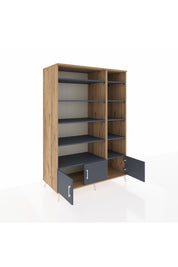 Kronos Dolap 10 Raflı 3 Kapaklı 132x59x195 Çam-Antrasit/Antrasit