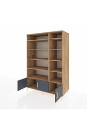 Kronos Dolap 10 Raflı 3 Kapaklı 132x59x195 Çam-Antrasit/Çam