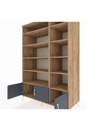 Kronos Dolap 10 Raflı 3 Kapaklı 132x59x195 Çam-Antrasit/Çam