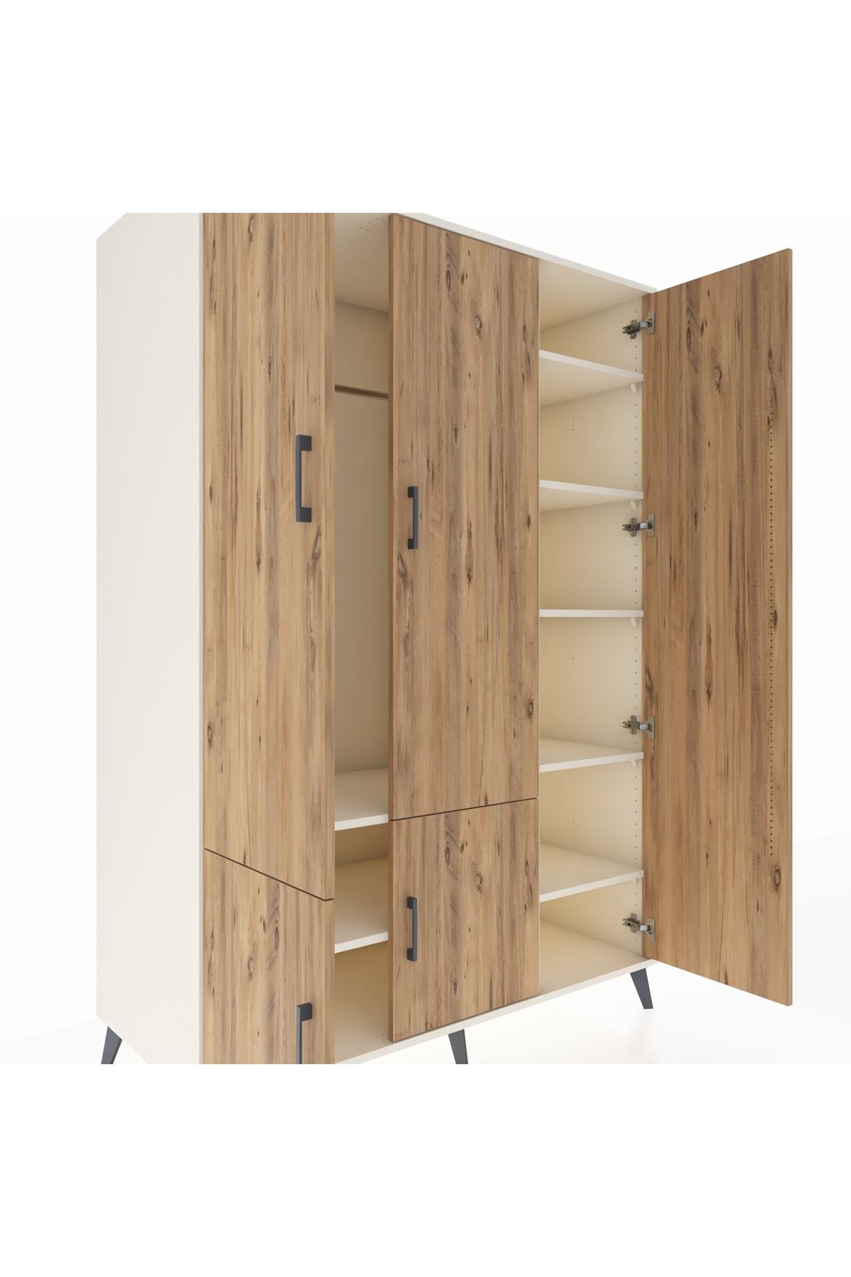 Kronos Dolap 7 Raflı 5 Kapaklı Tek Askılı 132x59x195 Aytaşı-Çam/Aytaşı