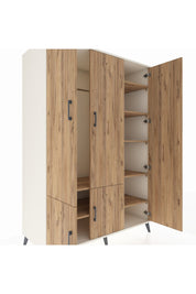 Kronos Dolap 7 Raflı 5 Kapaklı Tek Askılı 132x59x195 Aytaşı-Çam/Çam