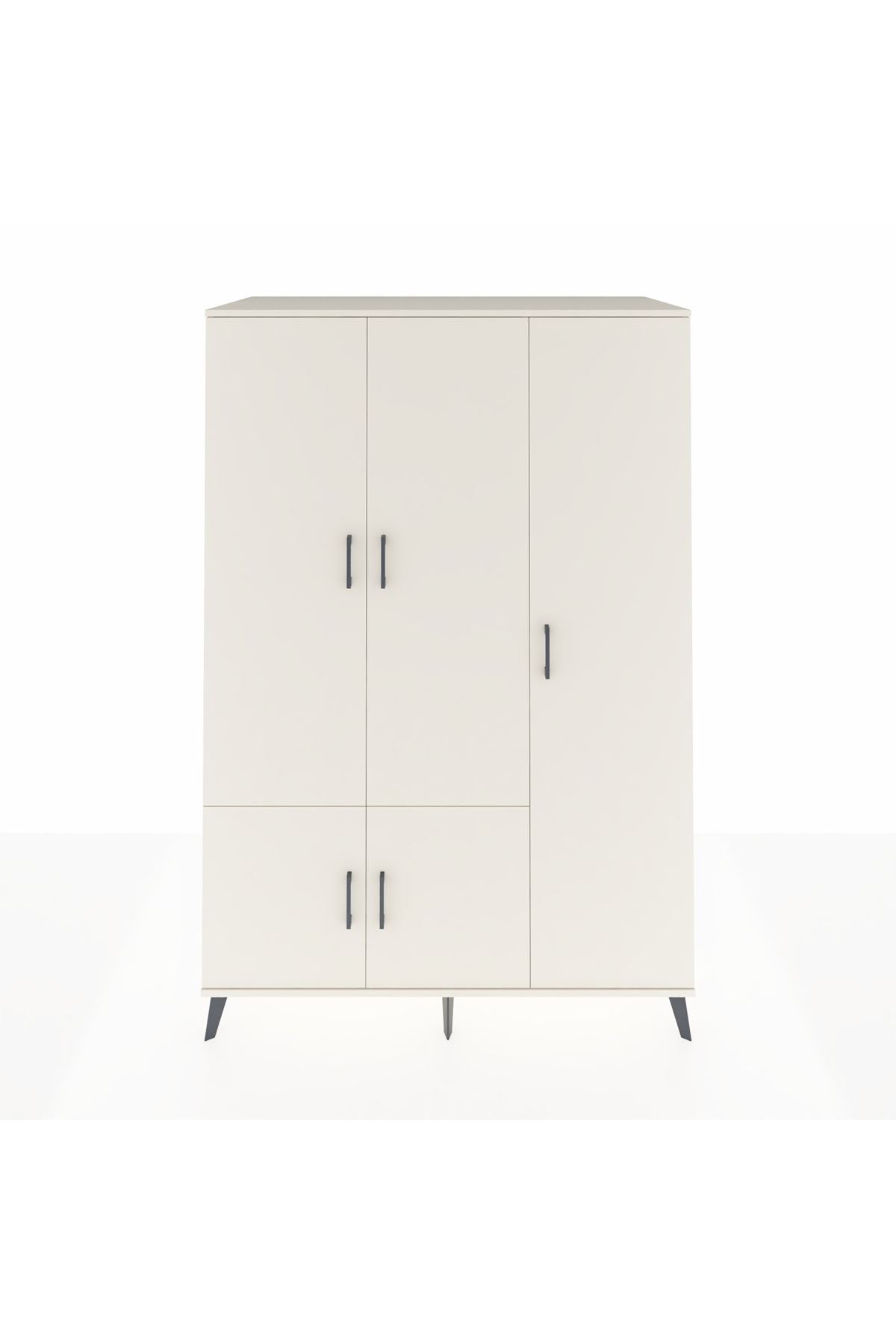 Kronos Dolap 7 Raflı 5 Kapaklı Tek Askılı 132x59x195 Aytaşı-Aytaşı/Antrasit