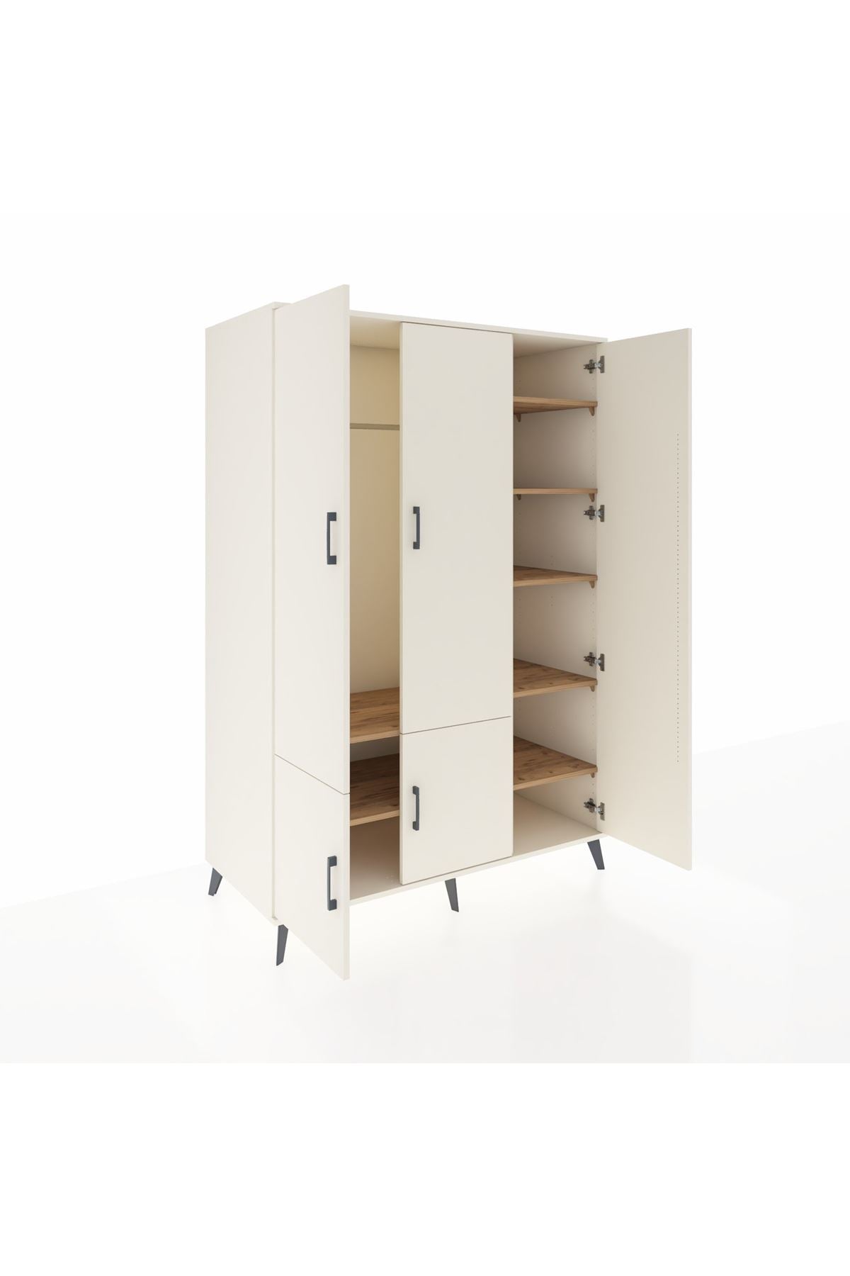 Kronos Dolap 7 Raflı 5 Kapaklı Tek Askılı 132x59x195 Aytaşı-Aytaşı/Çam