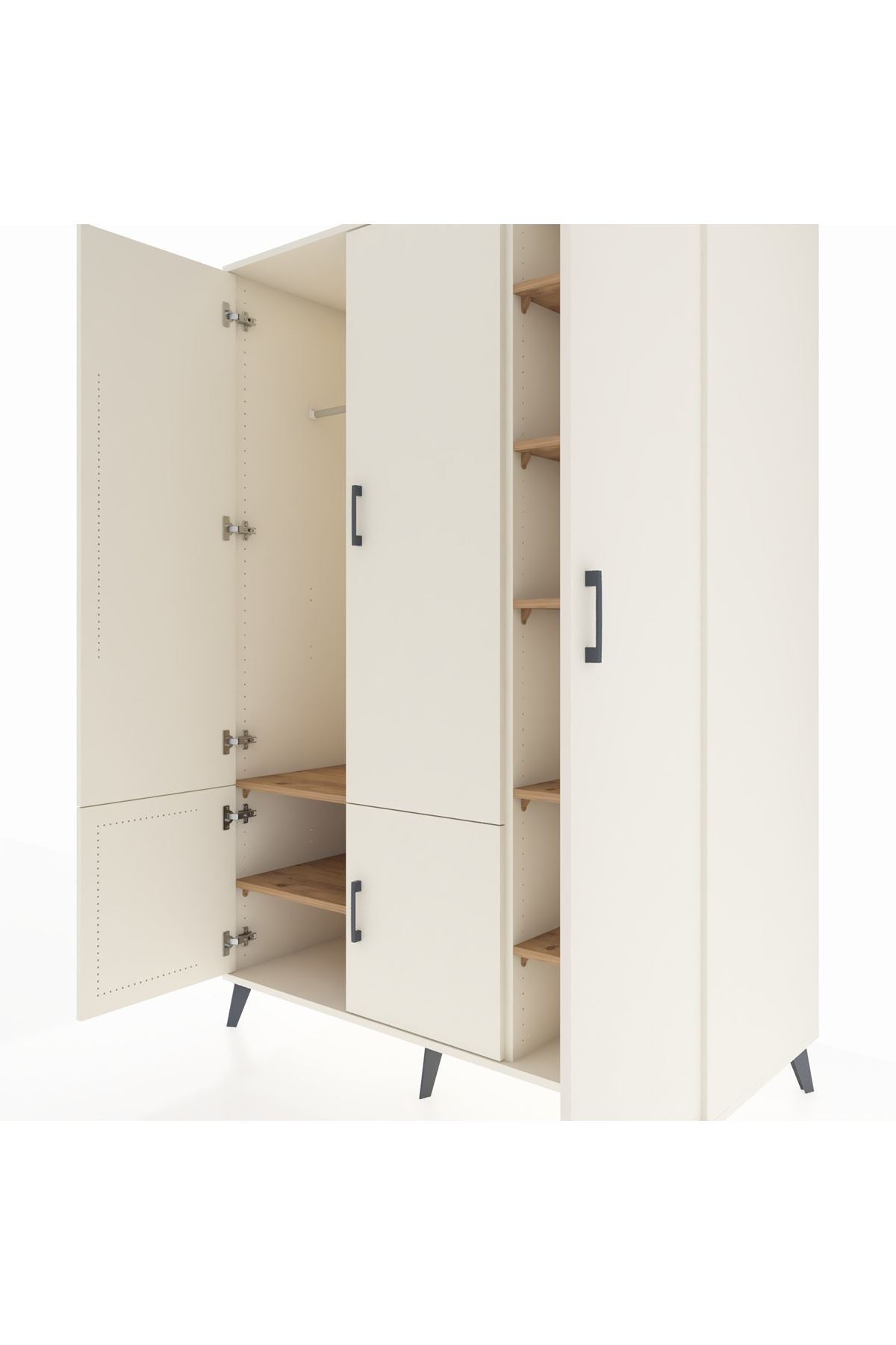 Kronos Dolap 7 Raflı 5 Kapaklı Tek Askılı 132x59x195 Aytaşı-Aytaşı/Çam