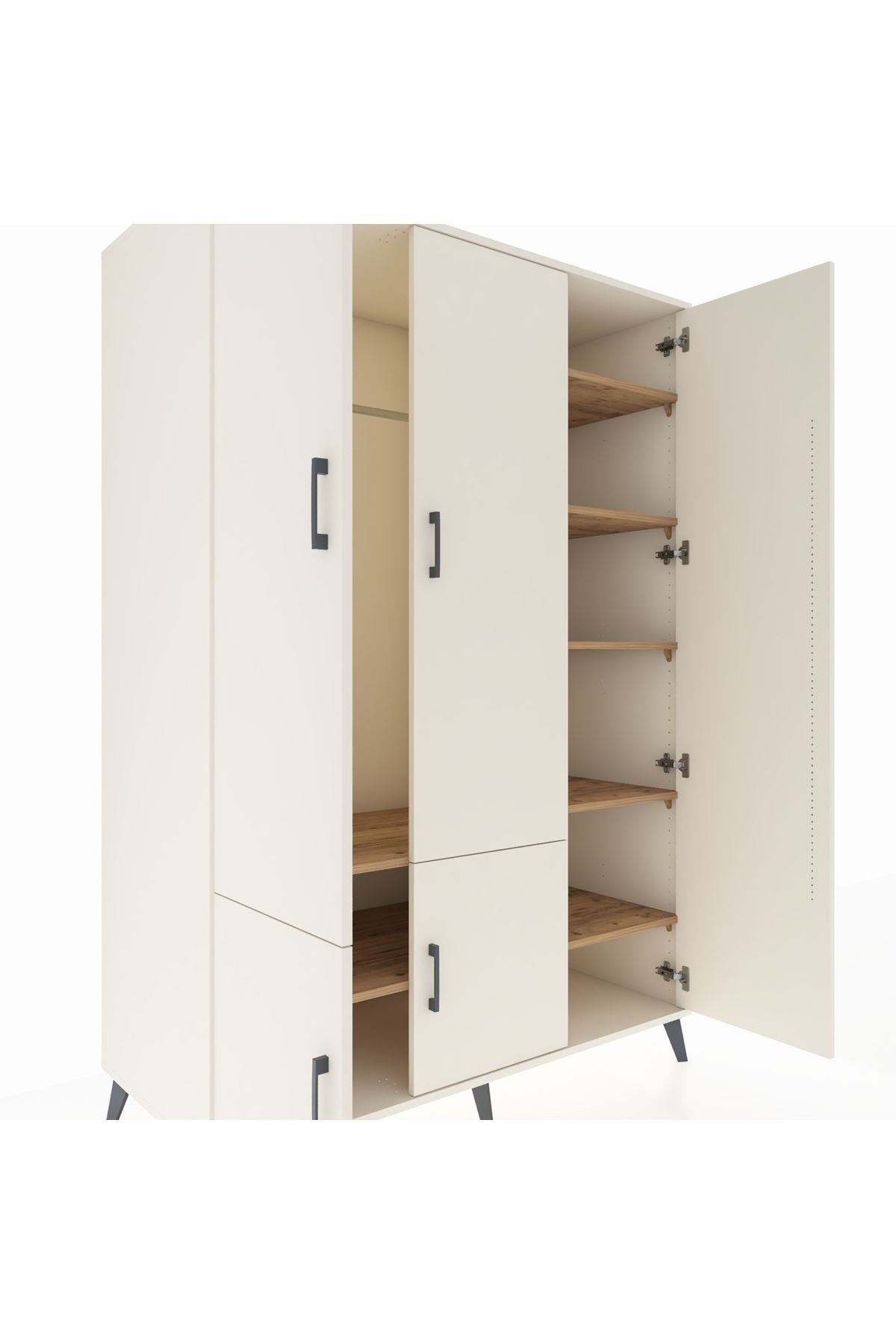 Kronos Dolap 7 Raflı 5 Kapaklı Tek Askılı 132x59x195 Aytaşı-Aytaşı/Çam