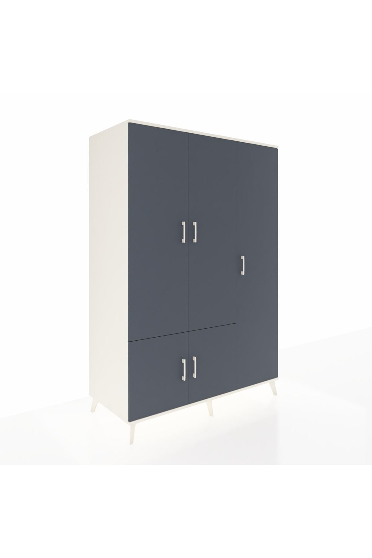 Kronos Dolap 7 Raflı 5 Kapaklı Tek Askılı 132x59x195 Aytaşı-Antrasit/Aytaşı