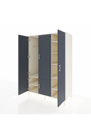 Kronos Dolap 7 Raflı 5 Kapaklı Tek Askılı 132x59x195 Aytaşı-Antrasit/Aytaşı