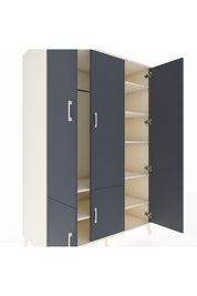 Kronos Dolap 7 Raflı 5 Kapaklı Tek Askılı 132x59x195 Aytaşı-Antrasit/Aytaşı