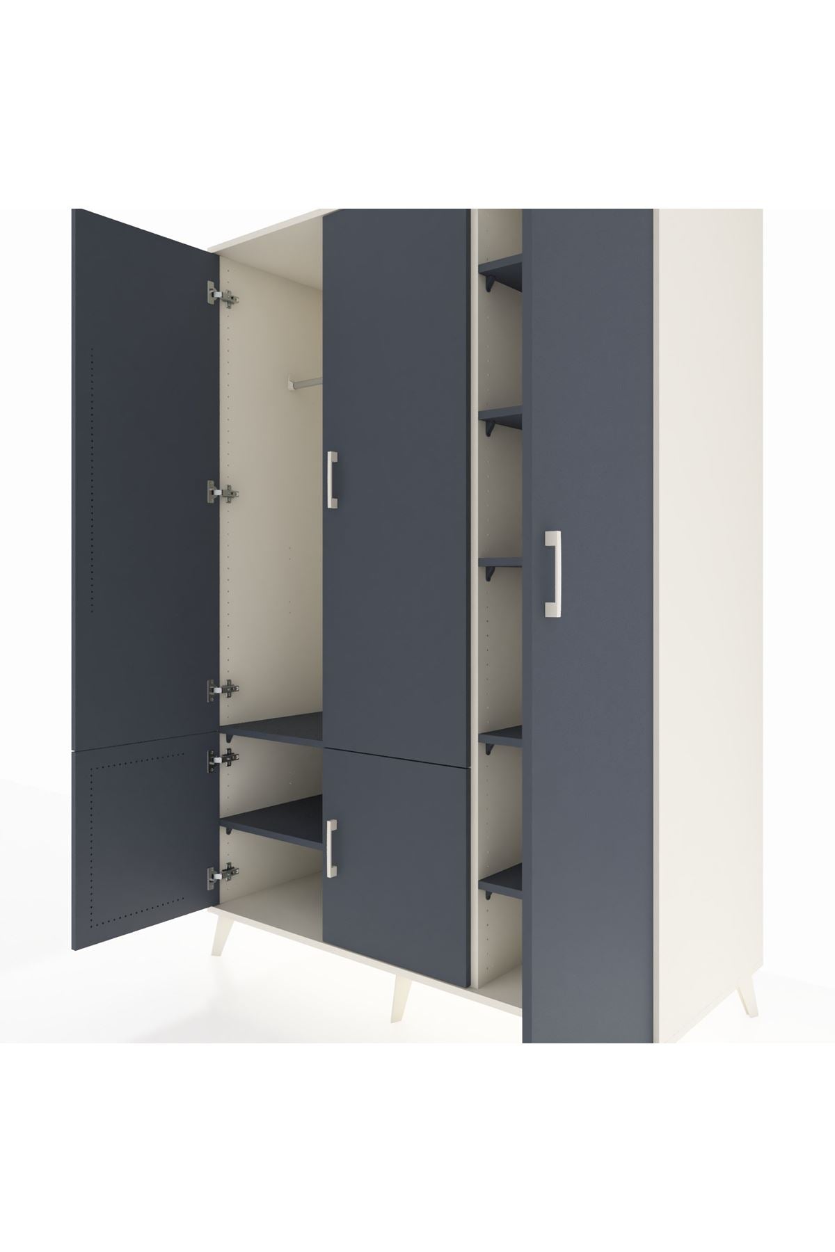 Kronos Dolap 7 Raflı 5 Kapaklı Tek Askılı 132x59x195 Aytaşı-Antrasit/Antrasit