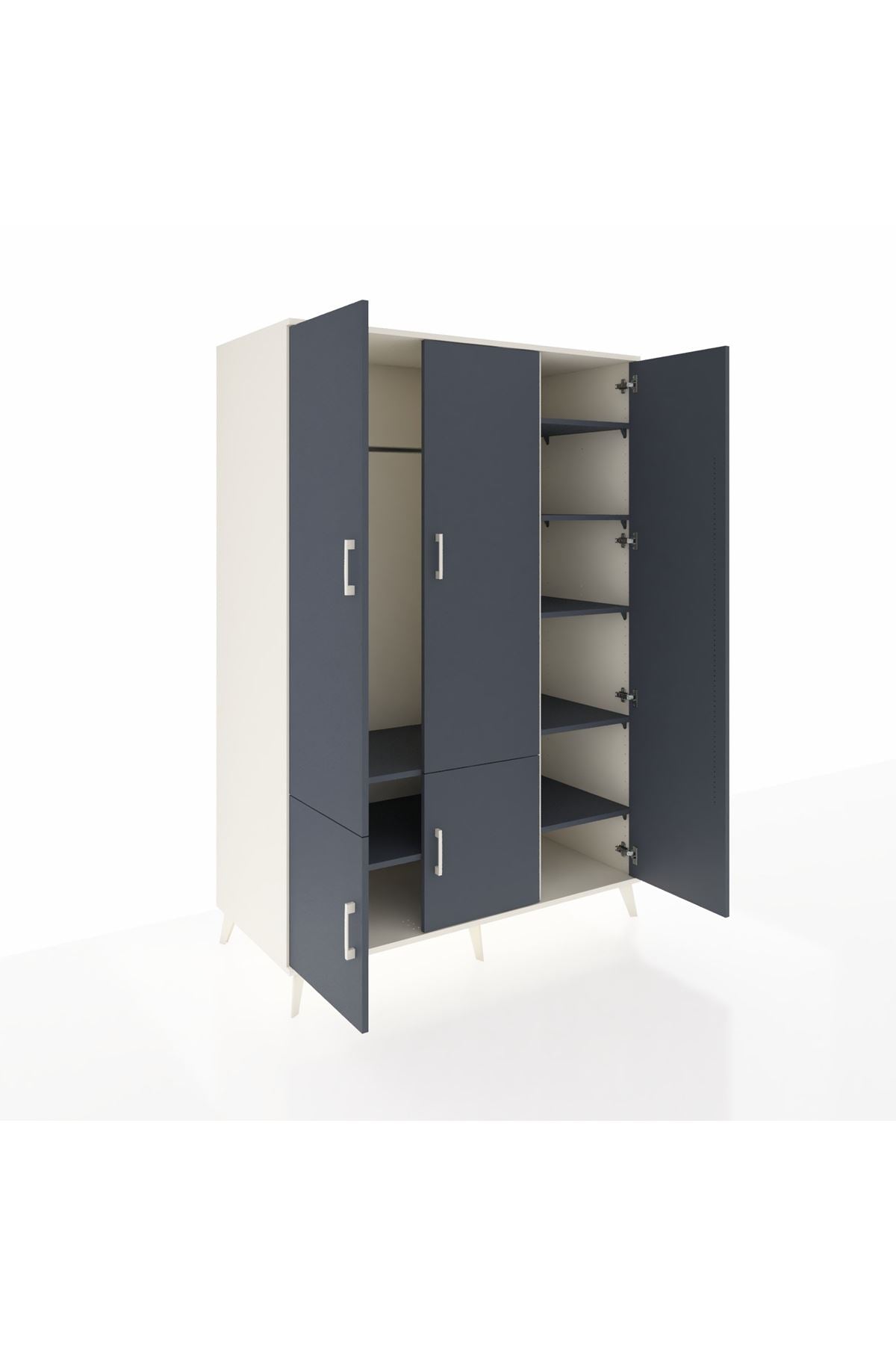 Kronos Dolap 7 Raflı 5 Kapaklı Tek Askılı 132x59x195 Aytaşı-Antrasit/Antrasit