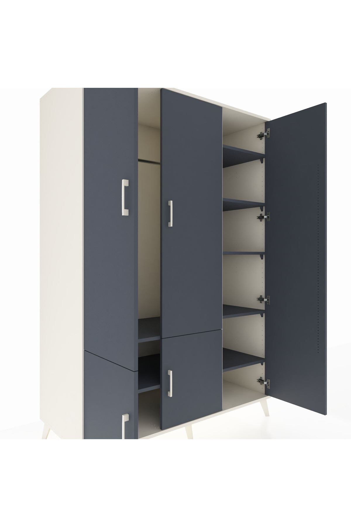 Kronos Dolap 7 Raflı 5 Kapaklı Tek Askılı 132x59x195 Aytaşı-Antrasit/Antrasit