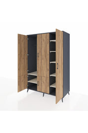 Kronos Dolap 7 Raflı 5 Kapaklı Tek Askılı 132x59x195 Antrasit-Çam/Aytaşı