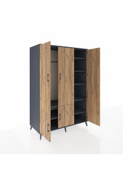 Kronos Dolap 7 Raflı 5 Kapaklı Tek Askılı 132x59x195 Antrasit-Çam/Antrasit