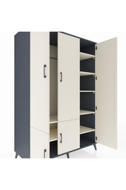 Kronos Dolap 7 Raflı 5 Kapaklı Tek Askılı 132x59x195 Antrasit-Aytaşı/Aytaşı