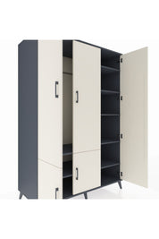 Kronos Dolap 7 Raflı 5 Kapaklı Tek Askılı 132x59x195 Antrasit-Aytaşı/Antrasit