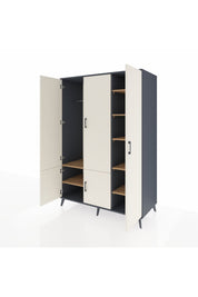 Kronos Dolap 7 Raflı 5 Kapaklı Tek Askılı 132x59x195 Antrasit-Aytaşı/Çam