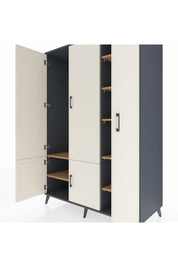 Kronos Dolap 7 Raflı 5 Kapaklı Tek Askılı 132x59x195 Antrasit-Aytaşı/Çam