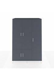 Kronos Dolap 7 Raflı 5 Kapaklı Tek Askılı 132x59x195 Antrasit-Antrasit/Aytaşı