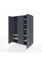 Kronos Dolap 7 Raflı 5 Kapaklı Tek Askılı 132x59x195 Antrasit-Antrasit/Aytaşı