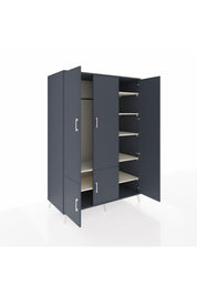 Kronos Dolap 7 Raflı 5 Kapaklı Tek Askılı 132x59x195 Antrasit-Antrasit/Aytaşı