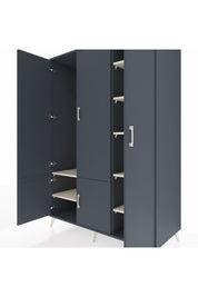 Kronos Dolap 7 Raflı 5 Kapaklı Tek Askılı 132x59x195 Antrasit-Antrasit/Aytaşı