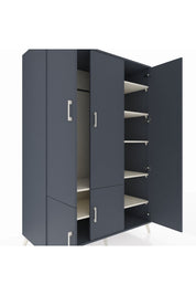 Kronos Dolap 7 Raflı 5 Kapaklı Tek Askılı 132x59x195 Antrasit-Antrasit/Aytaşı