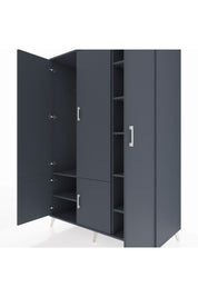 Kronos Dolap 7 Raflı 5 Kapaklı Tek Askılı 132x59x195 Antrasit-Antrasit/Antrasit